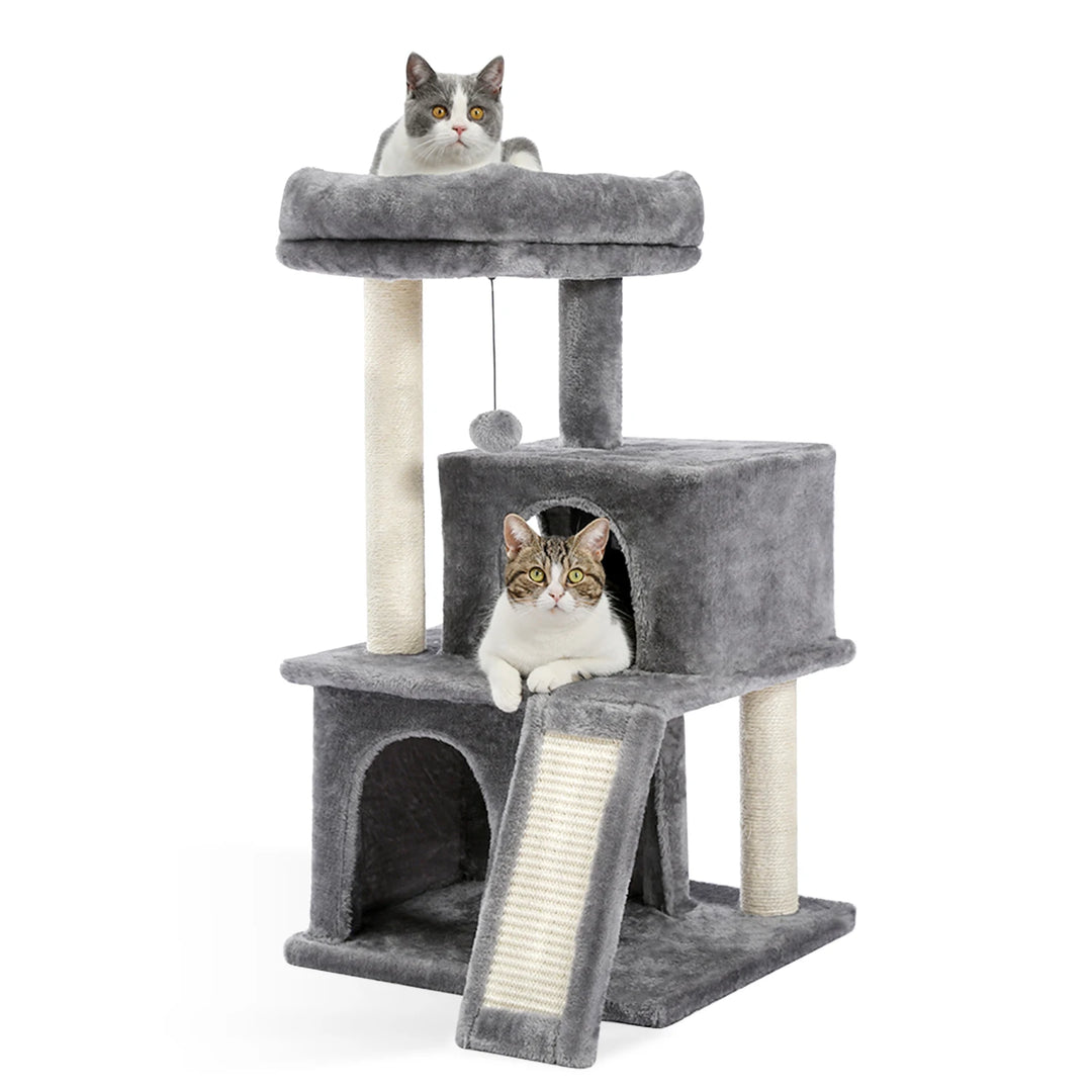 Modern compact tree – 2 niches, perch &amp; scratching ramp