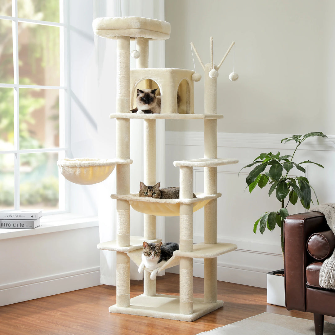 XXL Cat Tower 175 cm – 7 levels, XL hammocks &amp; increased stability