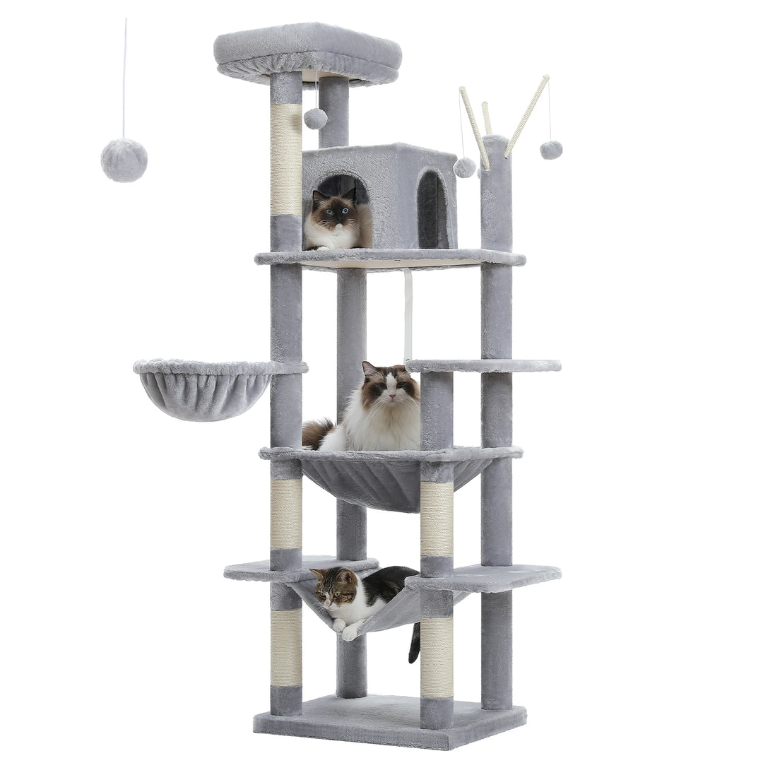 XXL Cat Tower 175 cm – 7 levels, XL hammocks &amp; increased stability