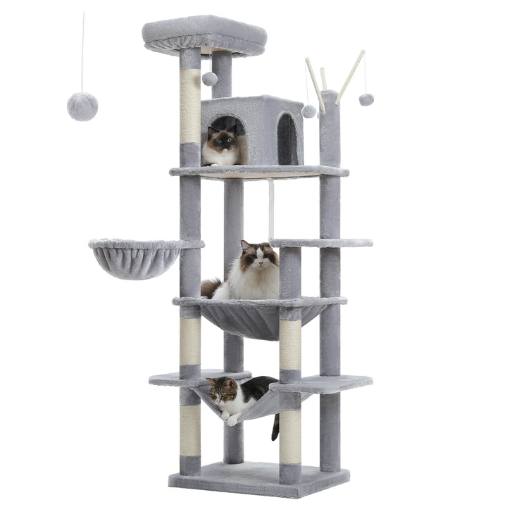 XXL Cat Tower 175 cm – 7 levels, XL hammocks &amp; increased stability