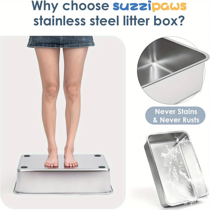 Premium stainless steel anti-odor design cat litter box