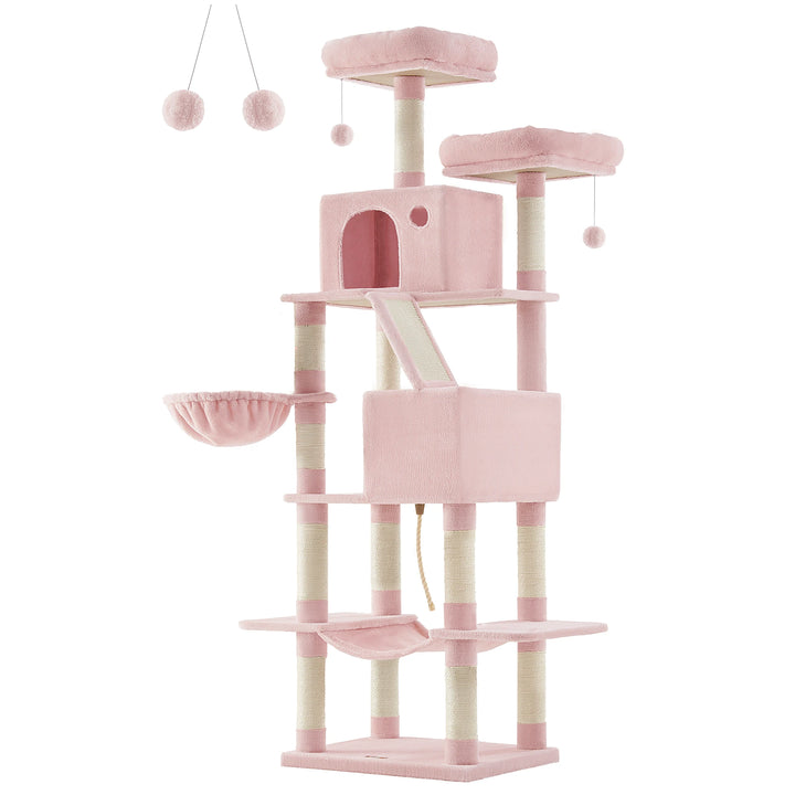 206 cm Cat Tower – 6 Cats, 5 Resting Areas &amp; Built-in Scratching Posts