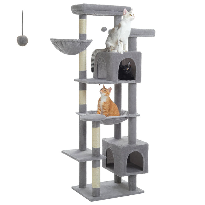 XXL Cat Tree 175 cm – 2 Hammocks, Condos &amp; Scratching Posts for Big Cats