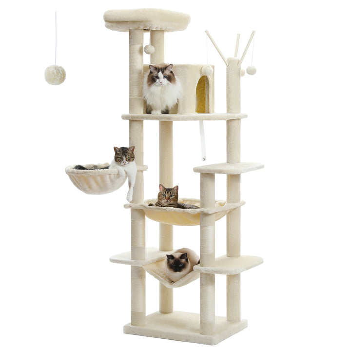 XXL Cat Tower 175 cm – 7 levels, XL hammocks &amp; increased stability