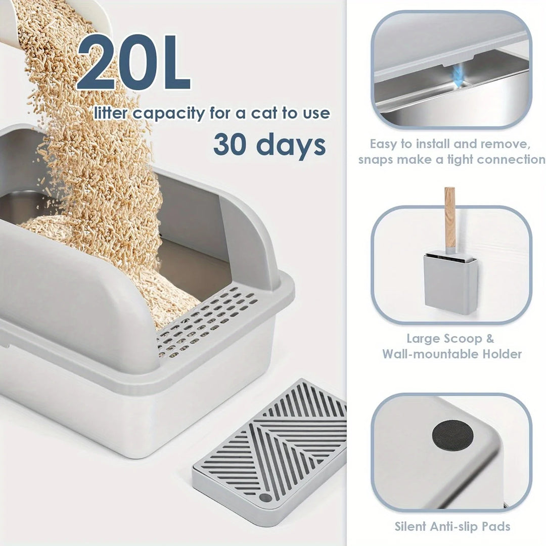 Premium stainless steel anti-odor design cat litter box