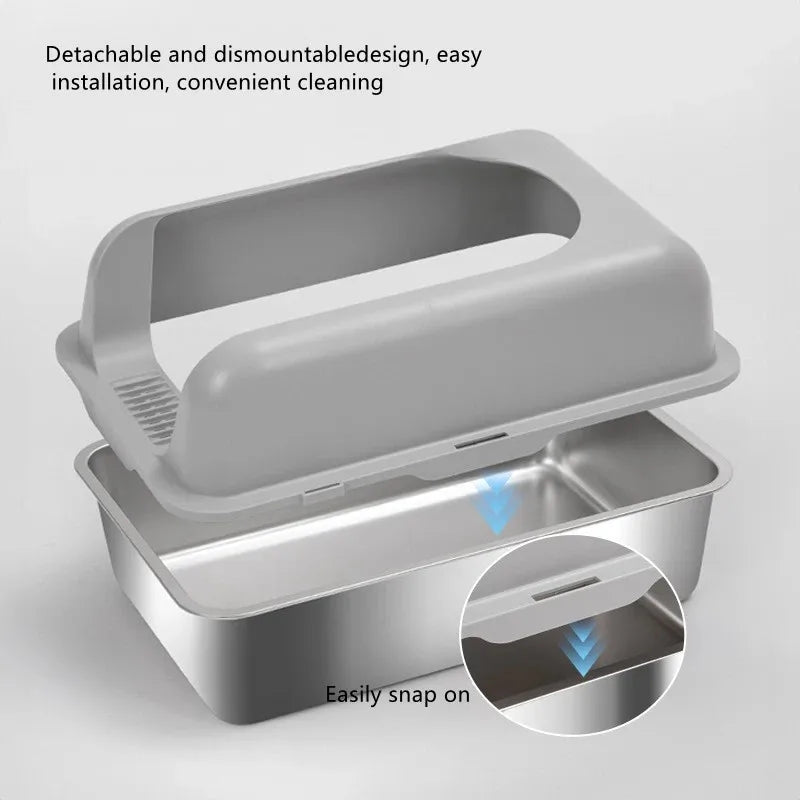 Premium stainless steel anti-odor design cat litter box