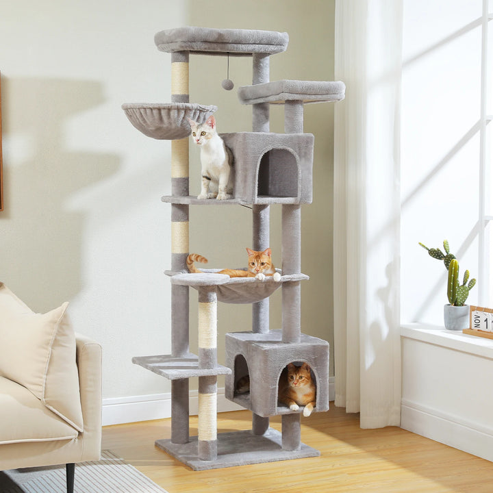 XXL Cat Tree 175 cm – 2 Hammocks, Condos &amp; Scratching Posts for Big Cats