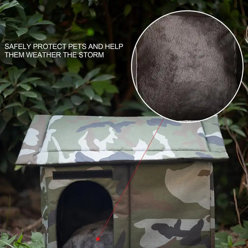 Camouflage Outdoor Shelter for Stray Cats - Warm, Waterproof &amp; Protective