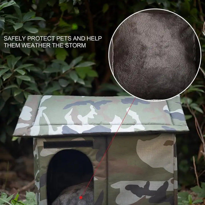 Camouflage Outdoor Shelter for Stray Cats - Warm, Waterproof &amp; Protective