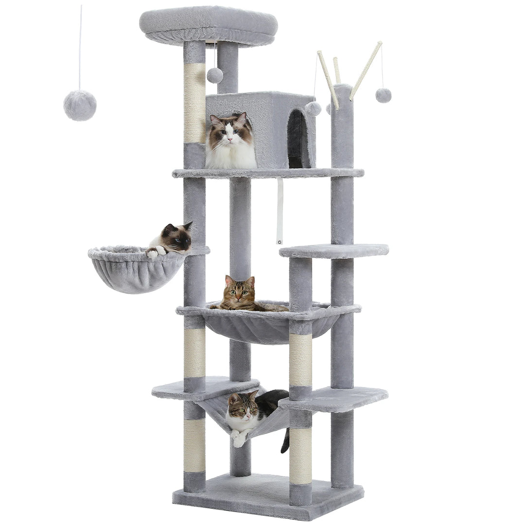 XXL Cat Tower 175 cm – 7 levels, XL hammocks &amp; increased stability