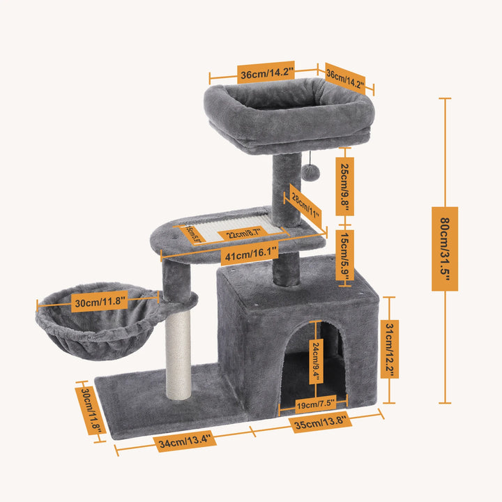 Cat Tower 80 cm – The shelter for cuddly and playful little cats
