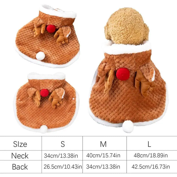 Reindeer Christmas Cape - Soft Costume for Cat or Small Dog