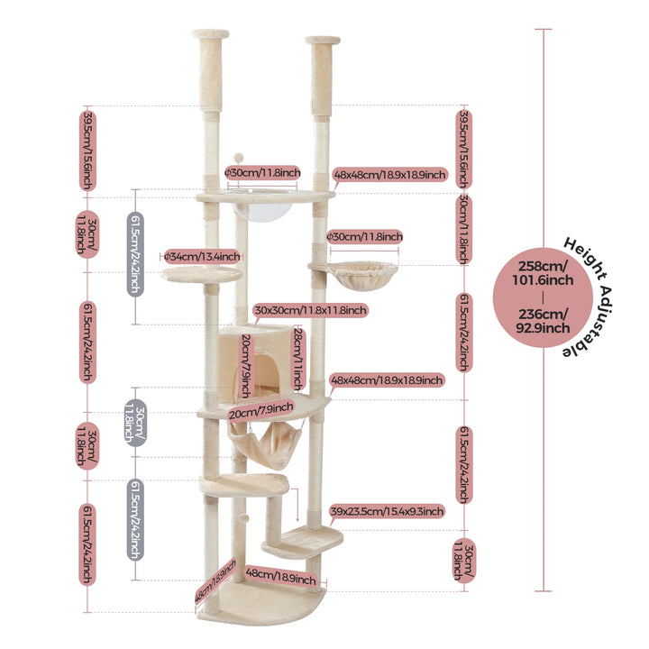 Sovereign Cat Tower – 7 levels, condo, hammocks &amp; transparent perch