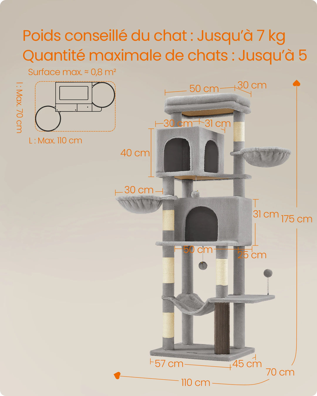 175 cm Cat Tree – Vertical world for happy cats