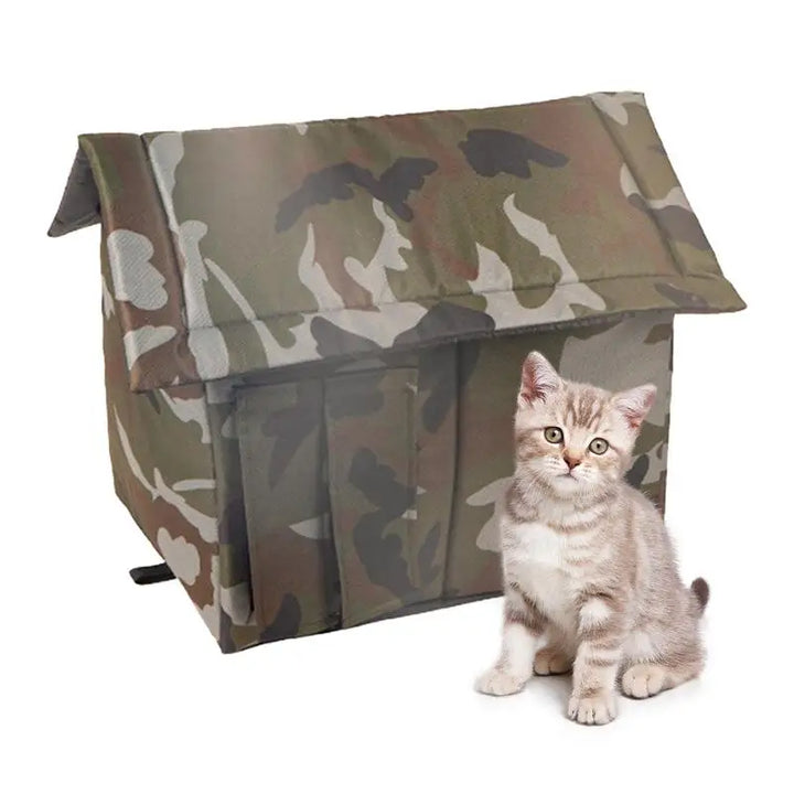 Camouflage Outdoor Shelter for Stray Cats - Warm, Waterproof &amp; Protective