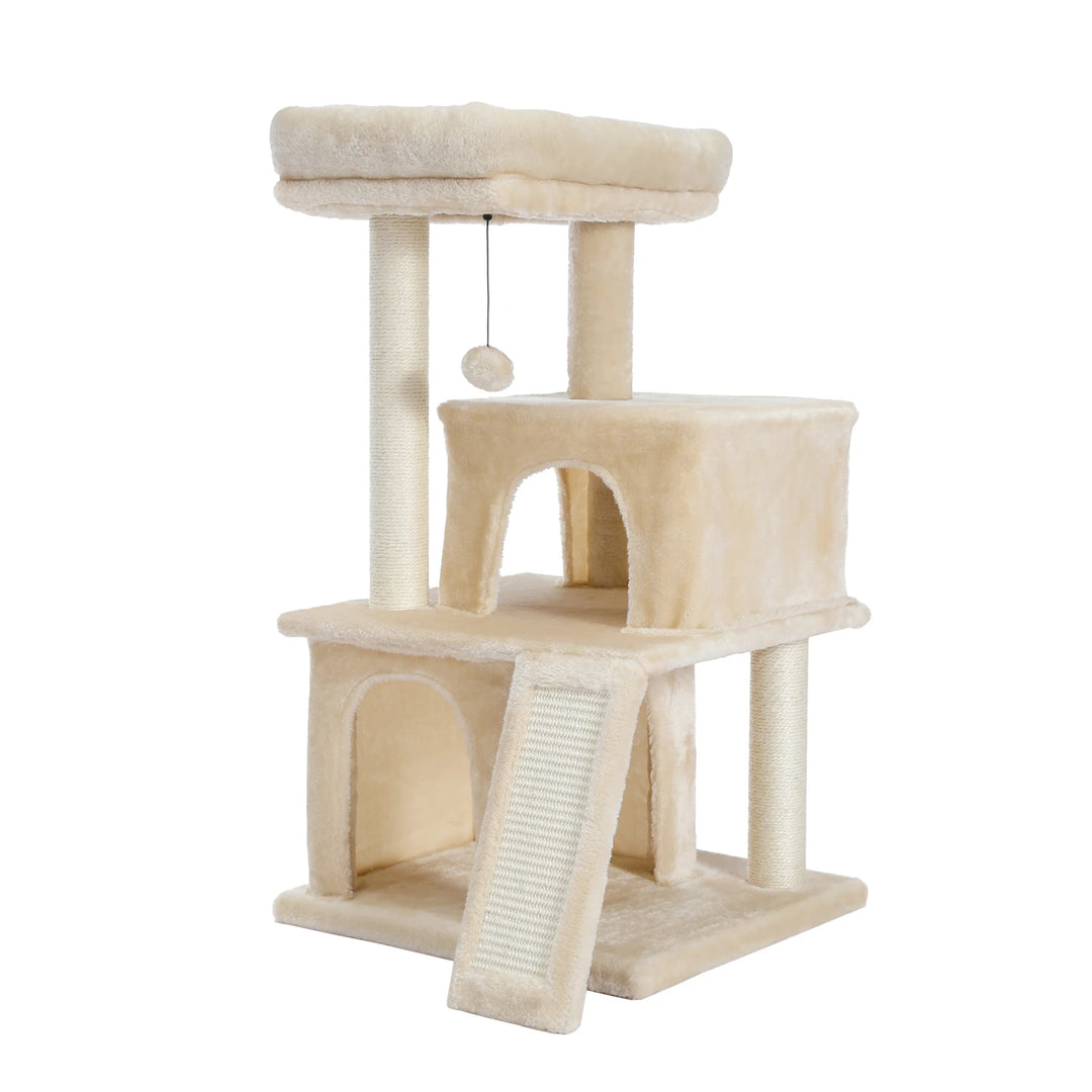 Modern compact tree – 2 niches, perch &amp; scratching ramp