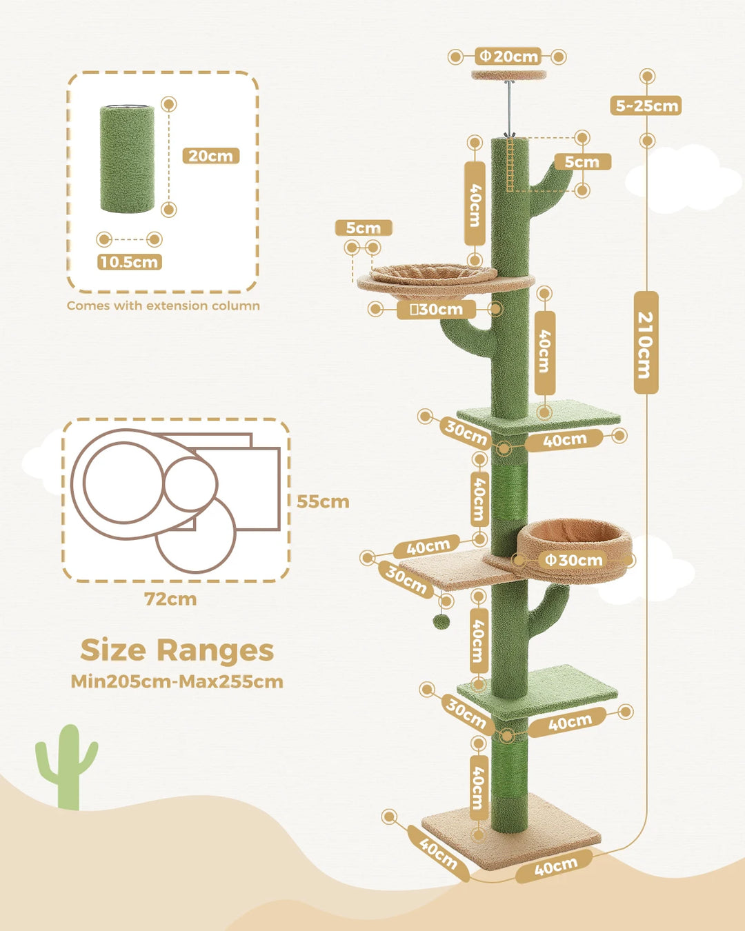 The Cactus Cat Tree – 5 Levels, Hammock &amp; Amazing Style